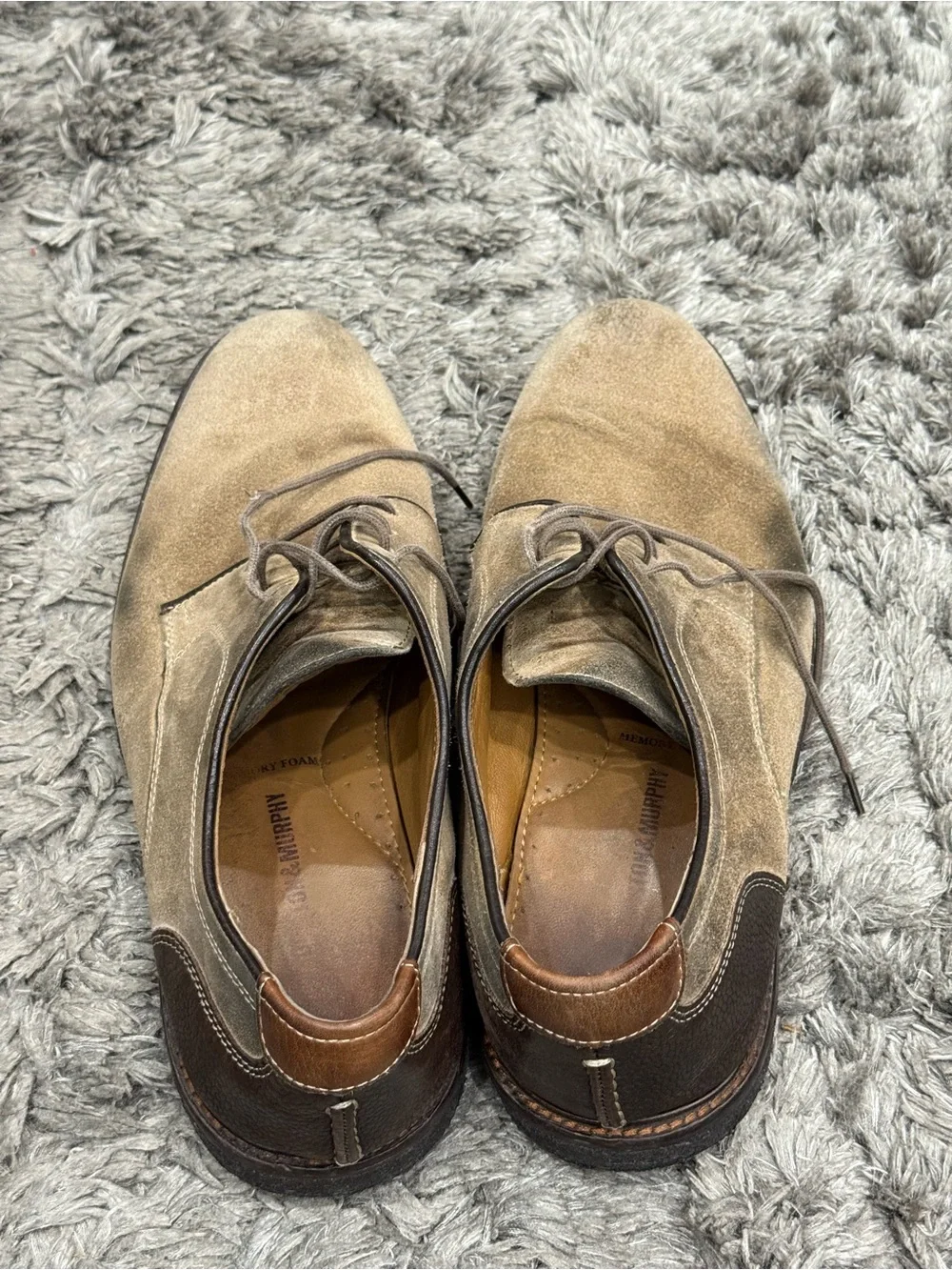 Johnston & Murphy Suade Tan Oxfords Plain Toe Memory Foam Men's Shoes